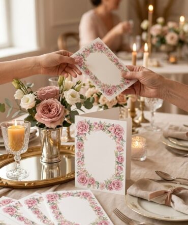 Mother's Day Card Template | Watercolor Pink Floral Border Design | Printable Greeting Card Digital Download | Elegant Gold Roses