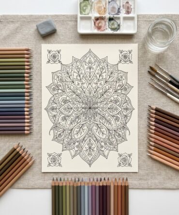 Mom's Floral Mandala Coloring Book | Adult Relaxation Printable Pages | Detailed Botanical Line Art Digital Download