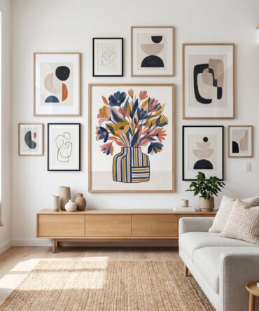 Abstract Floral Print | Modern Botanical Wall Art | Wildflower Bouquet Digital Download | Living Room Decor