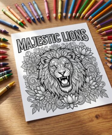 Majestic Lions Coloring Book | Adult Animal Coloring Pages | Detailed Floral Zentangle Art | Printable Relaxation Gift | Digital Download