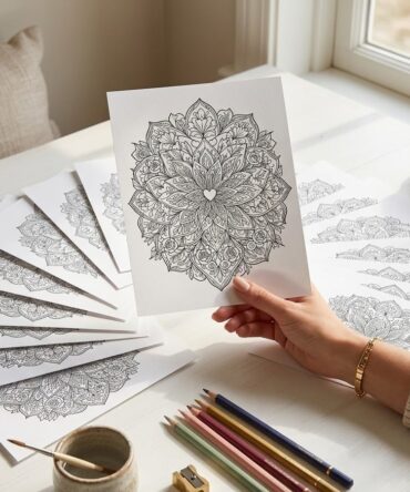 Mother's Day Adult Coloring Book | Intricate Floral Mandala Hearts Roses Printable Pages | Digital Download
