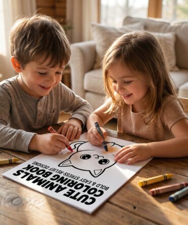 Bold & Easy Animal Coloring Book for Adults | Cute Kawaii Stress Relief Pages | Simple Thick Line Art Printable