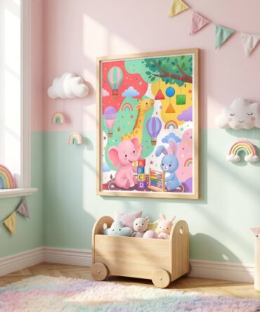 Nursery Animal Wall Art | Whimsical Pastel Nursery Decor | Baby Room Printable | Digital Download