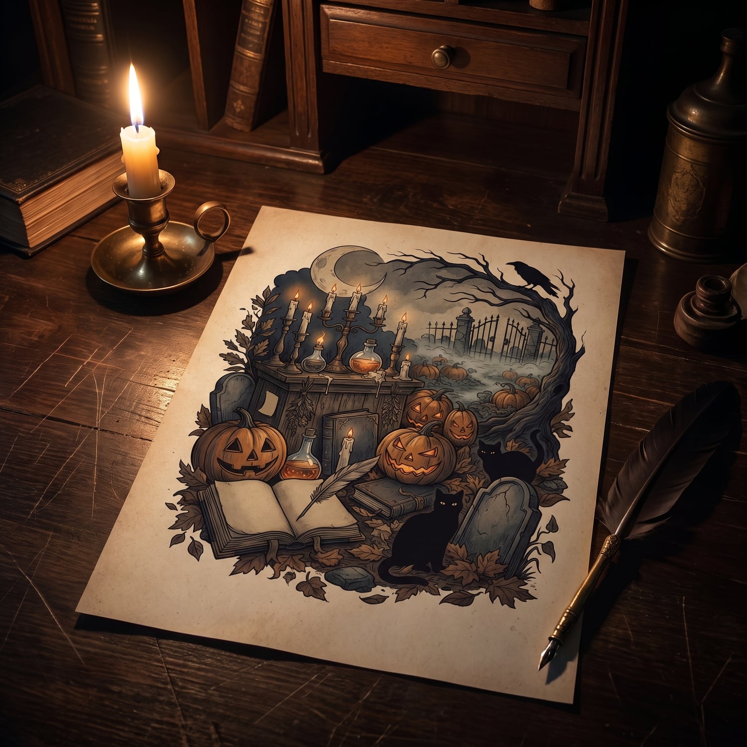 Halloween Wall Art Set of 50 | Vintage Dark Moody Prints | Gothic Witchy Gallery Wall | Dark Academia Printable Decor | Instant Download - Image 3