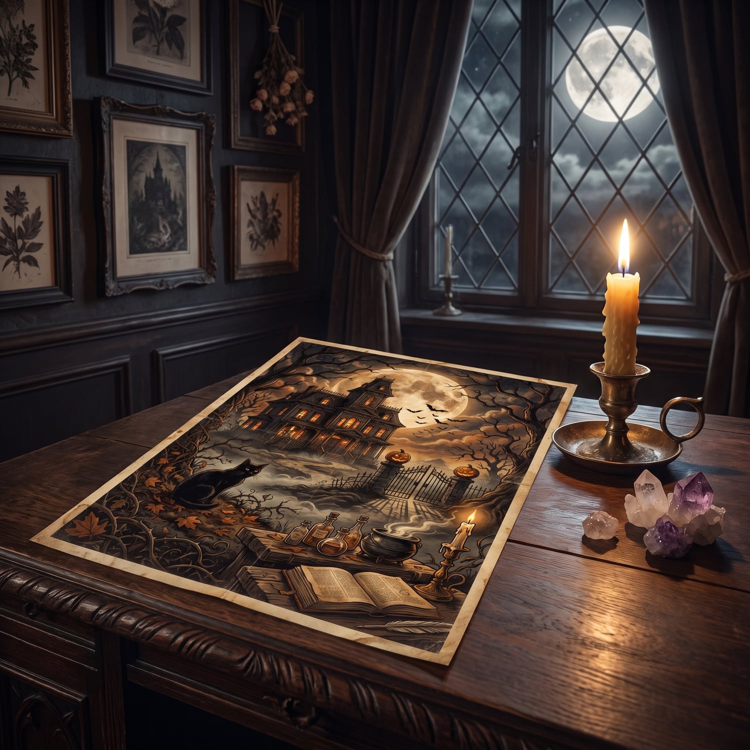 Halloween Wall Art Set of 50 | Vintage Dark Moody Prints | Gothic Witchy Gallery Wall | Dark Academia Printable Decor | Instant Download - Image 4