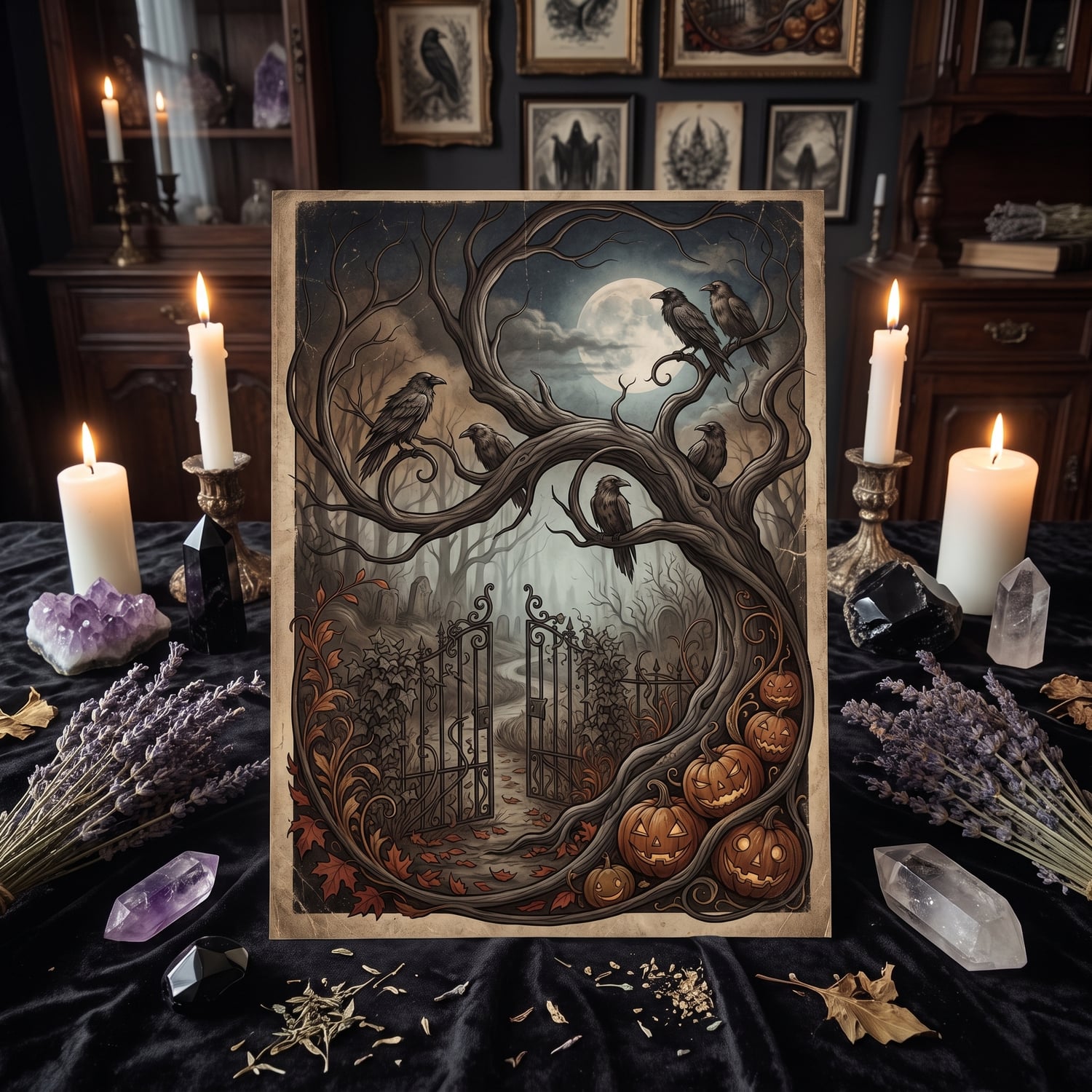 Halloween Wall Art Set of 50 | Vintage Dark Moody Prints | Gothic Witchy Gallery Wall | Dark Academia Printable Decor | Instant Download - Image 5
