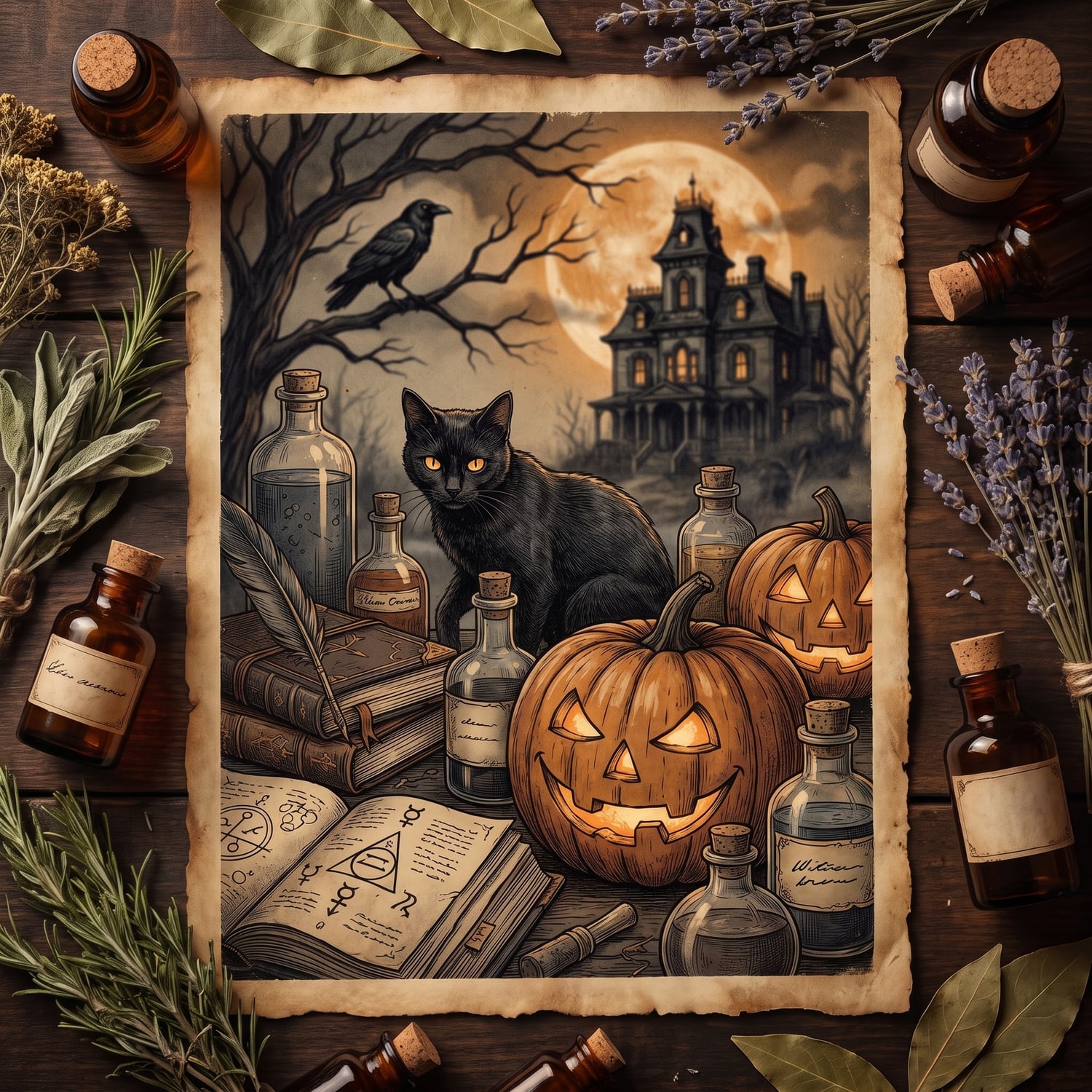 Halloween Wall Art Set of 50 | Vintage Dark Moody Prints | Gothic Witchy Gallery Wall | Dark Academia Printable Decor | Instant Download - Image 6