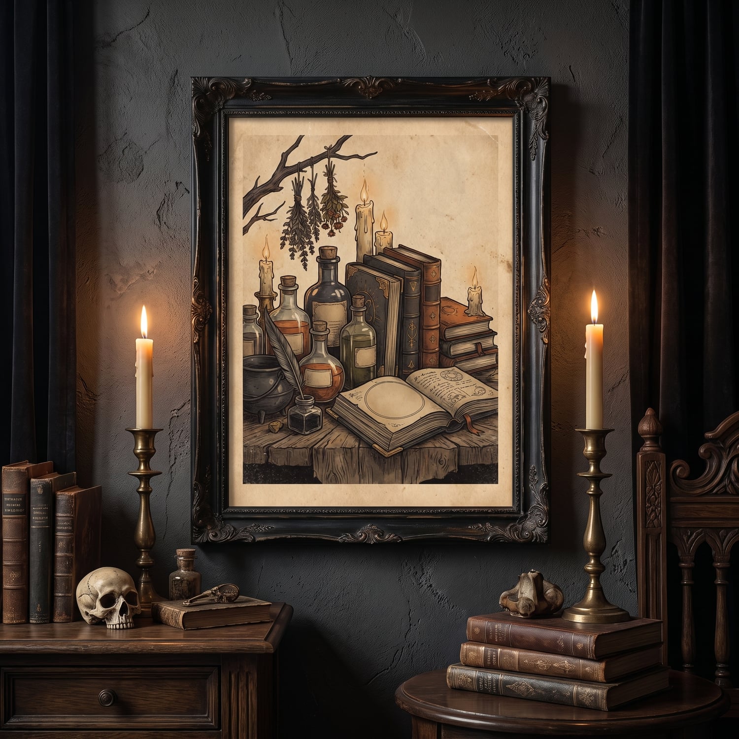 Halloween Wall Art Set of 50 | Vintage Dark Moody Prints | Gothic Witchy Gallery Wall | Dark Academia Printable Decor | Instant Download - Image 7