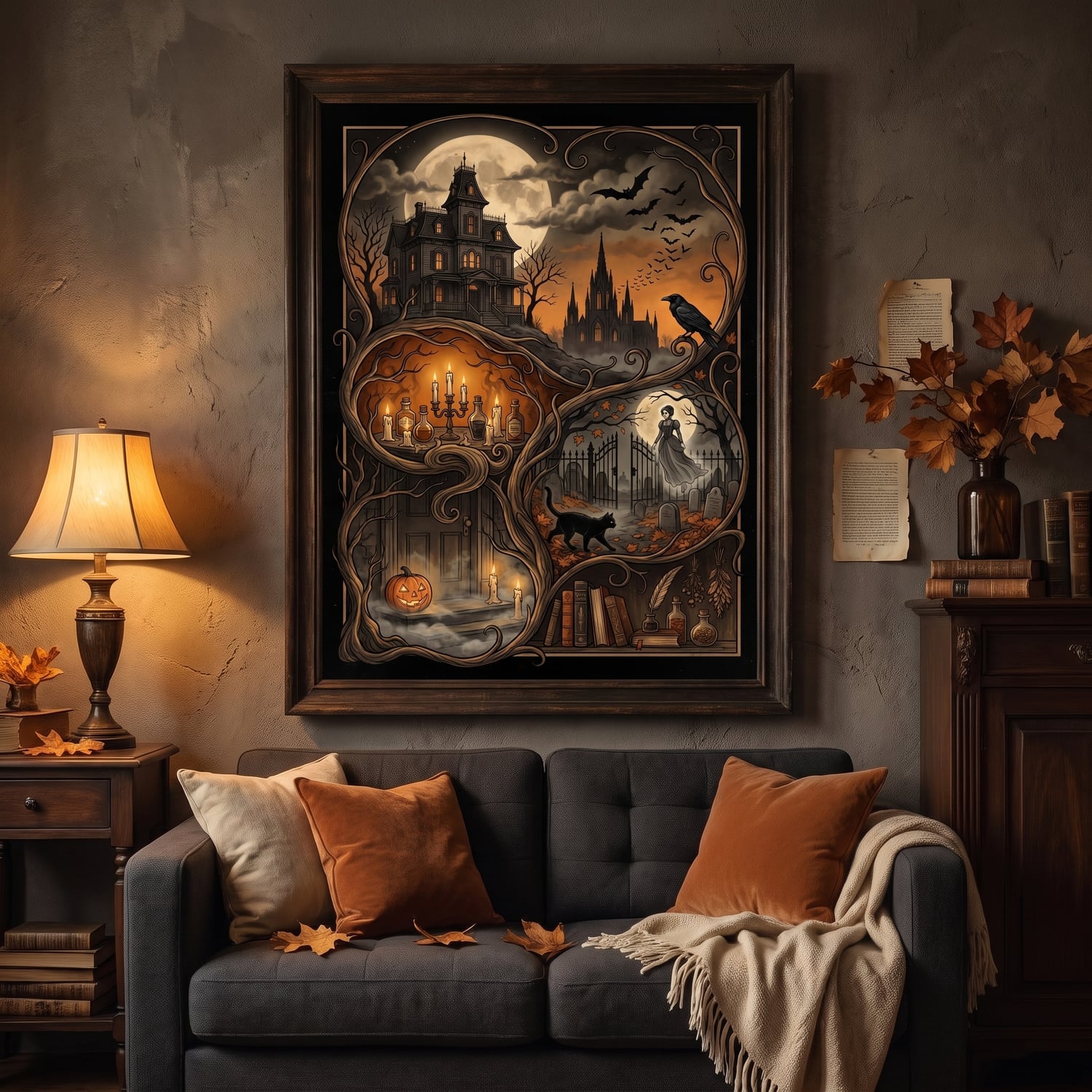 Halloween Wall Art Set of 50 | Vintage Dark Moody Prints | Gothic Witchy Gallery Wall | Dark Academia Printable Decor | Instant Download - Image 2