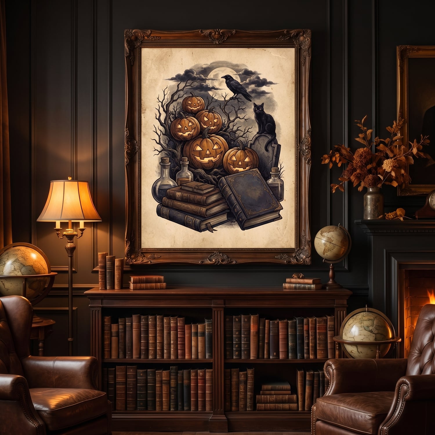 Halloween Wall Art Set of 50 | Vintage Dark Moody Prints | Gothic Witchy Gallery Wall | Dark Academia Printable Decor | Instant Download
