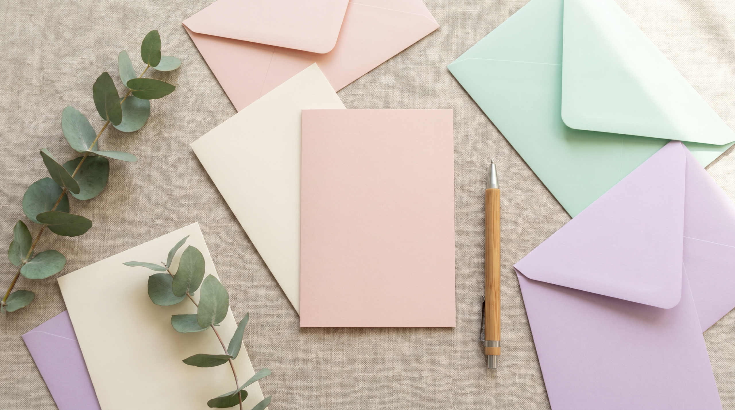 Pastel stationery flat lay